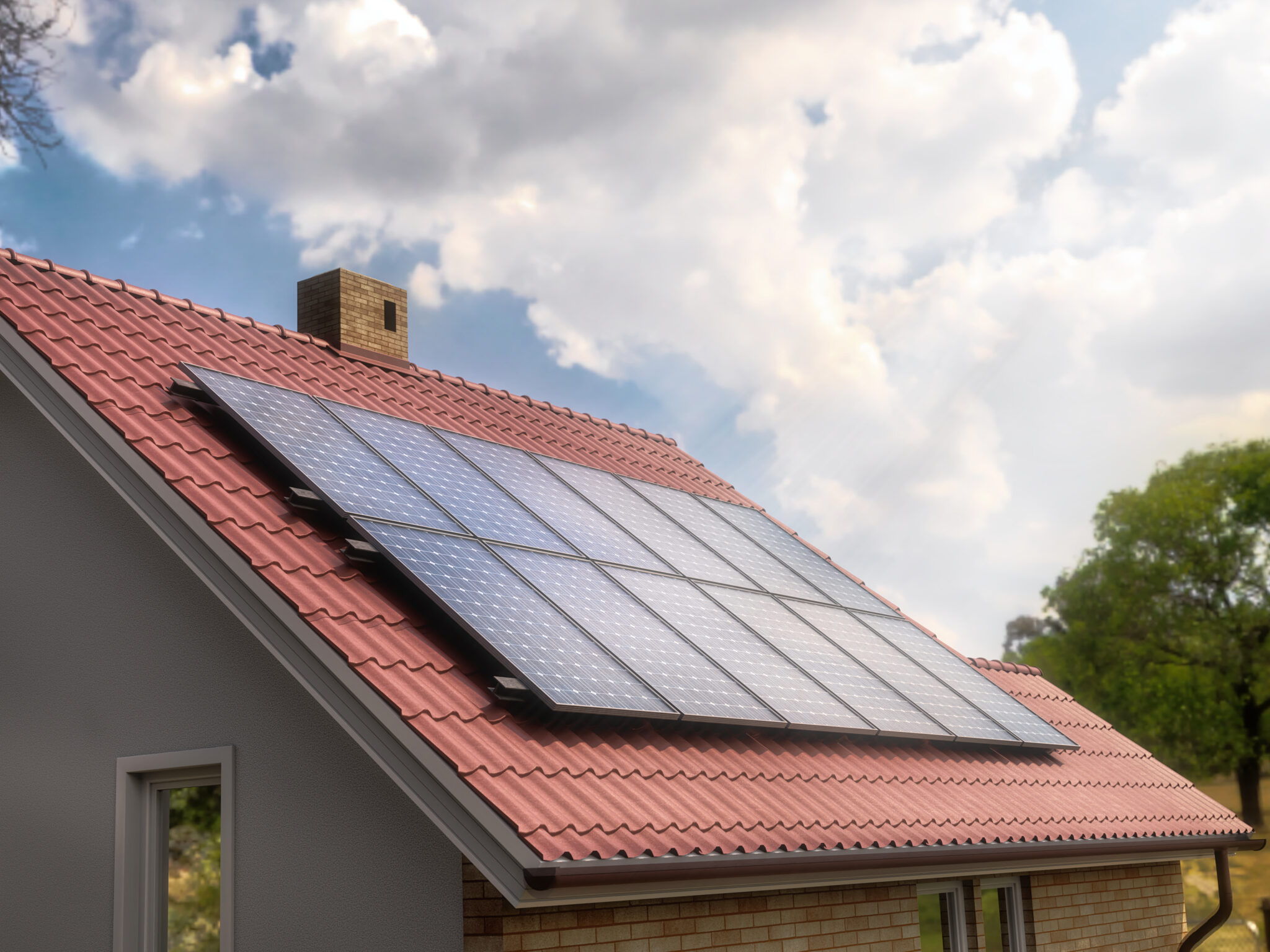 Closeup,Shot,Of,Solar,Panels,Mounted,On,Family,House,Roof