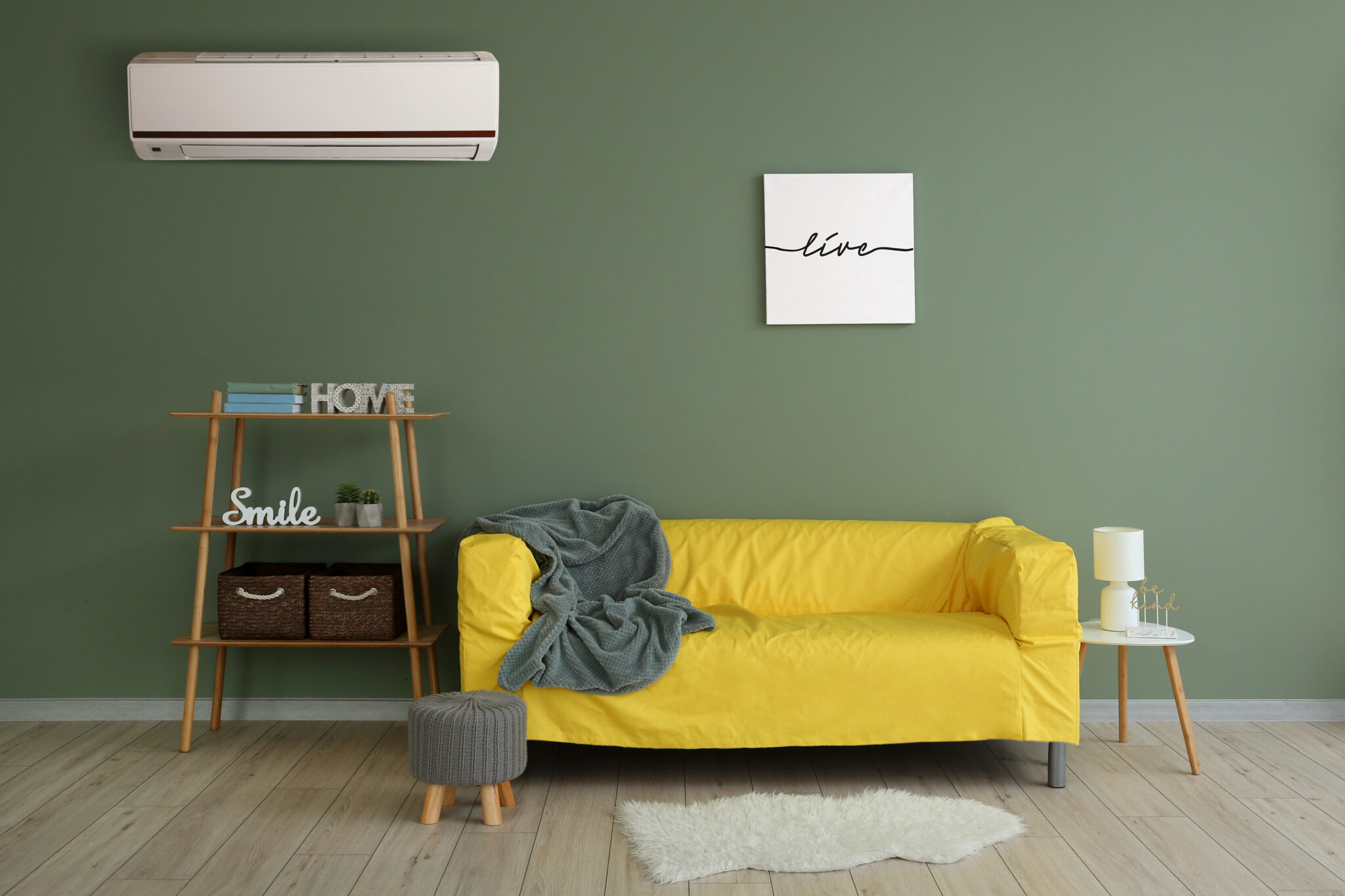 Stylish,Interior,Of,Living,Room,With,Modern,Air,Conditioner